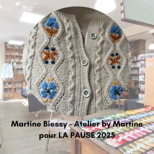 mini atelier atelier petites fleurs au pass empitant avec la laine Fine d’Aubusson MARTINE BIESSY